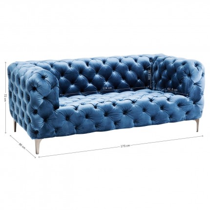 Sofa Look 2-Zits fluweel blauw Kare Design