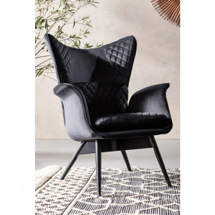 Fauteuil Tudor fluweel zwart Kare Design