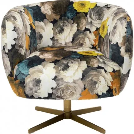 Draaibare fauteuil Pioenen geel Kare Design