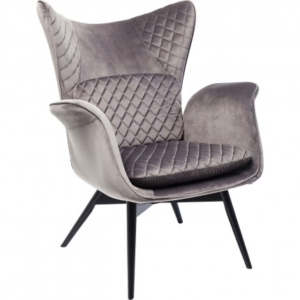 Fauteuil Tudor fluweel grijs Kare Design