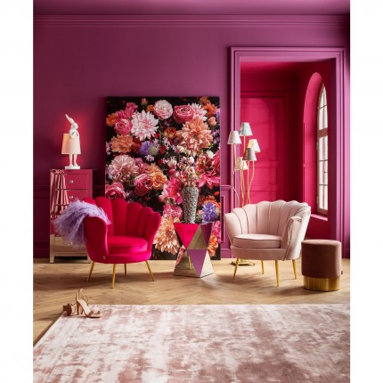 Fauteuil Water Lily Fuchsia fluweel Goud Kare Design