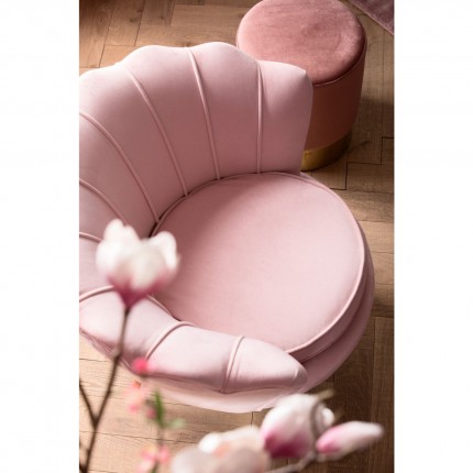 Armchair Water Lily Pink velvet Gold Kare Design