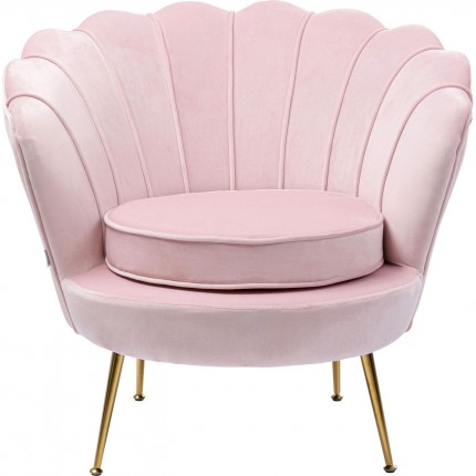 Armchair Water Lily Pink velvet Gold Kare Design