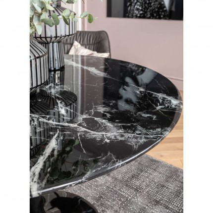 Eettafel Solo Ø110cm marmerprint zwart Kare Design