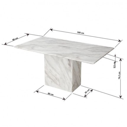 Eettafel Artistico wit marmer 160x90cm Kare Design