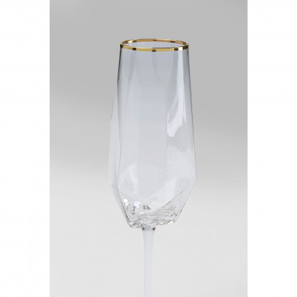 Champagne Glass Diamond Rim gold (4/Set) Kare Design