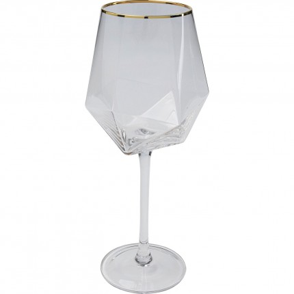 Wine Glass Diamond Rim gold (4/Set) Kare Design