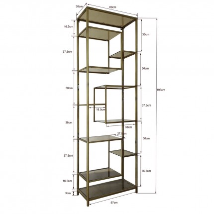 Bookshelf Loft 195x60cm Goud Kare Design