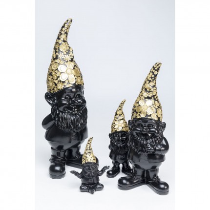 Deco gnome standing 30cm black gold Kare Design