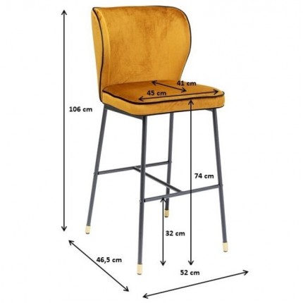 Barkruk Irina oker fluweel Kare Design