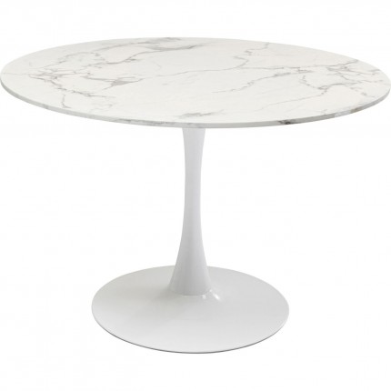 Eettafel Schickeria Ø110cm marbleprint wit Kare Design