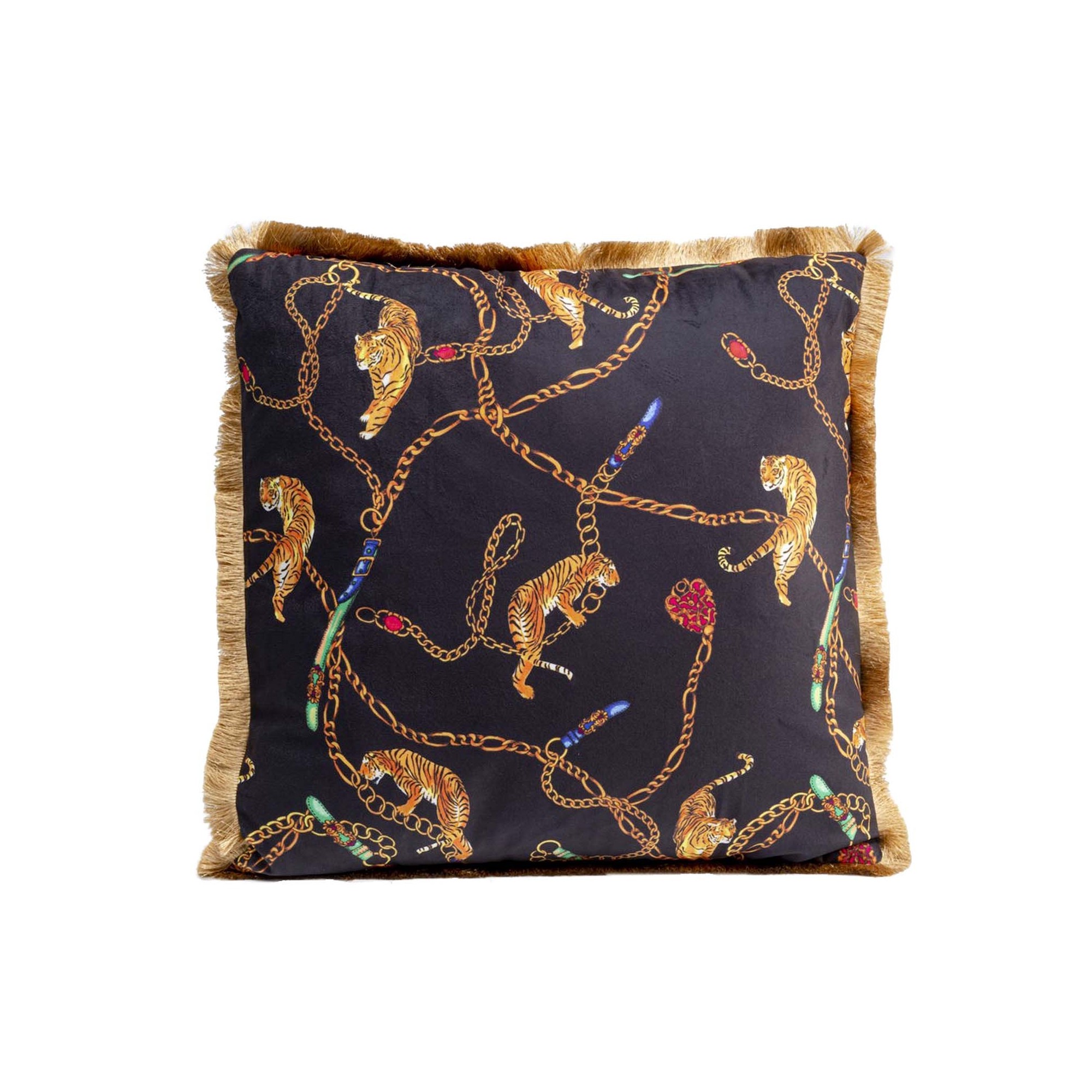 Coussin Tiger Chain noir 45x45cm