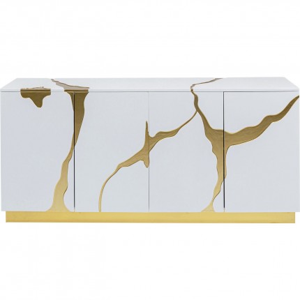 Dressoir Cracked wit en goud Kare Design